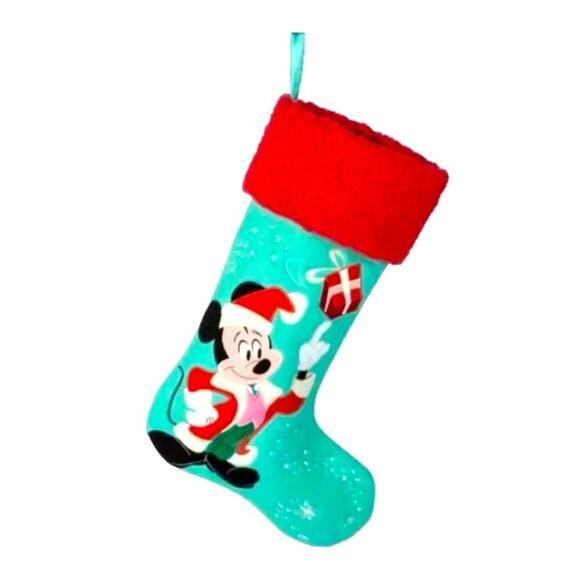 Disney Parks Santa Mickey Mouse Classic Christmas Holiday Stocking New - Picture 1 of 4